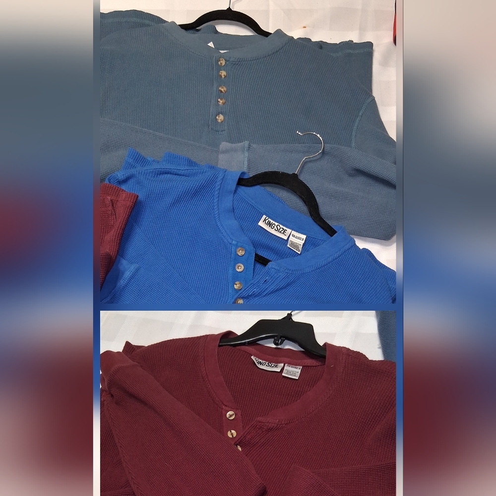 Men's King Size Thermal Shirts Blue Red And Gray